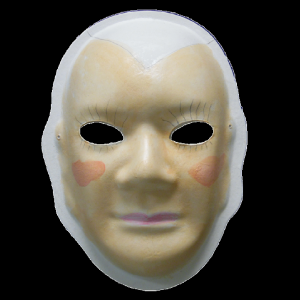 Unmasking Brain Injury mask painted with facial features