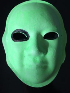 Unmasking Brain Injury mask painted green